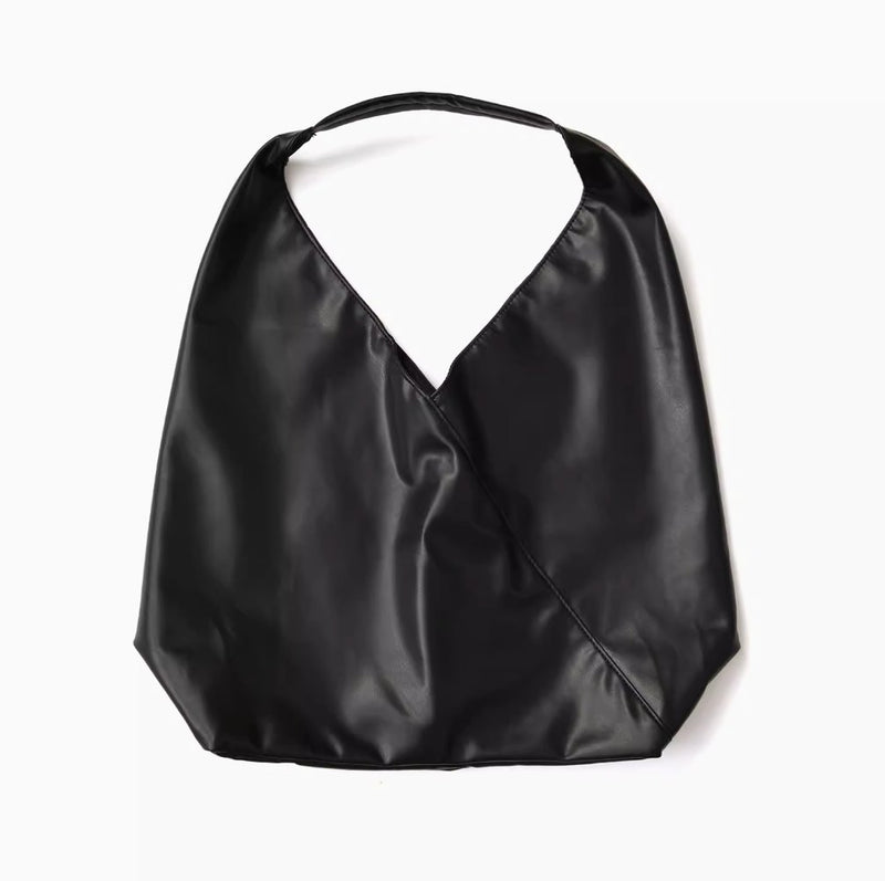 Black PU leather tote bag / レザートートバッグ N4017 - NNine