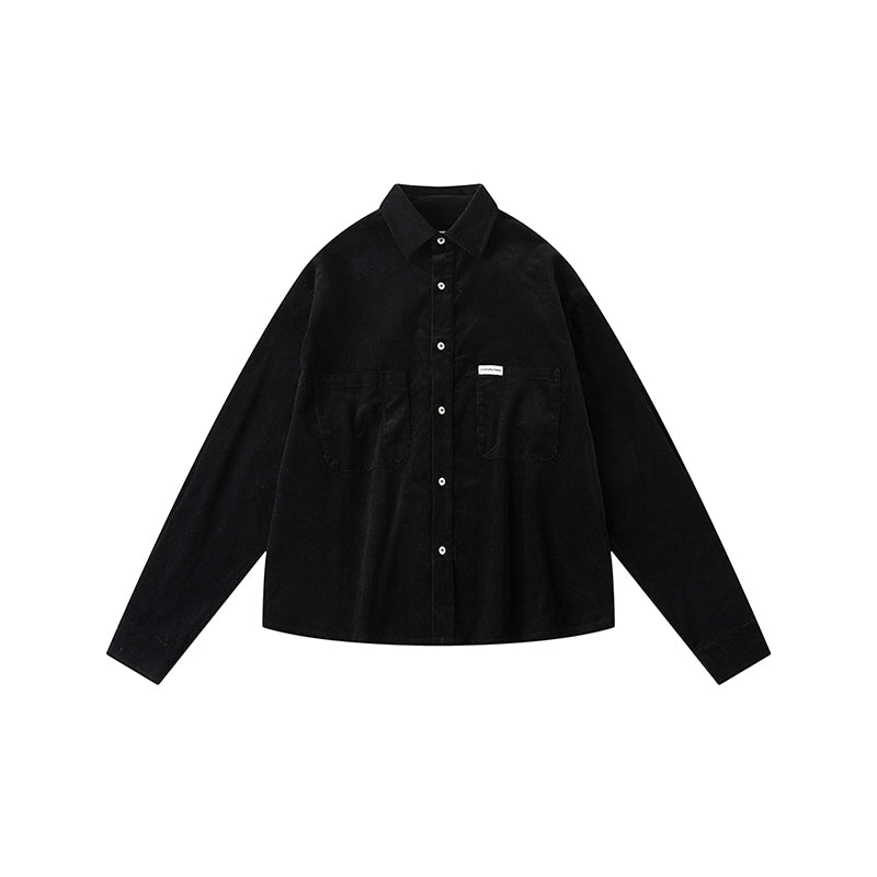 50s campus 懐かしき 黒コーデュロイシャツ
