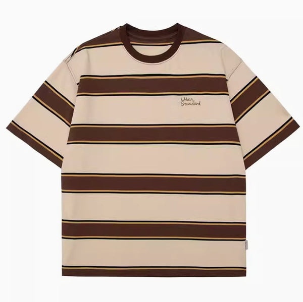 Brown striped T - shirt / ブラウンボーダーT N3884 - NNine