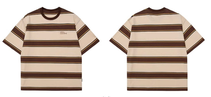 Brown striped T - shirt / ブラウンボーダーT N3884 - NNine