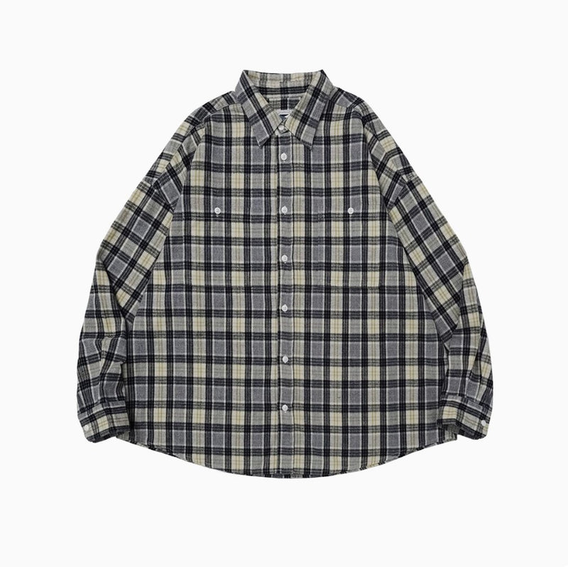 Brushed plaid long sleeve shirt N4309 - NNine