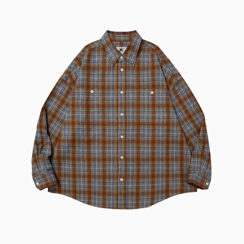 Brushed plaid long sleeve shirt N4309 - NNine