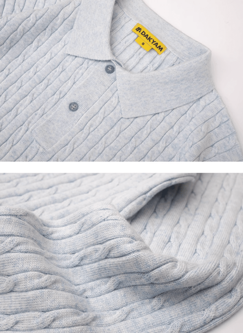 cable button polo sweater N4803 - NNine