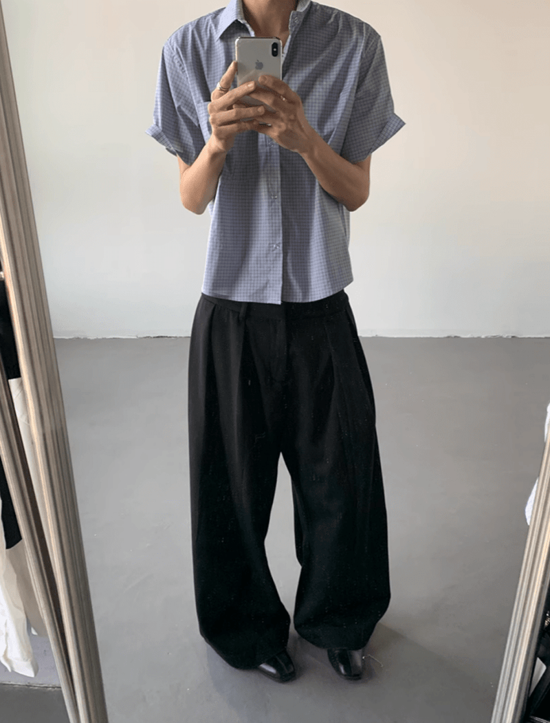 カジュアルチェック半袖シャツ / Casual Check Short Sleeve Shirt N5526 - ファッション通販NNine（ナイン）