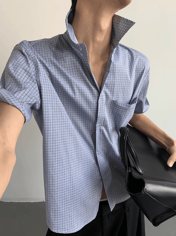 カジュアルチェック半袖シャツ / Casual Check Short Sleeve Shirt N5526 - ファッション通販NNine（ナイン）