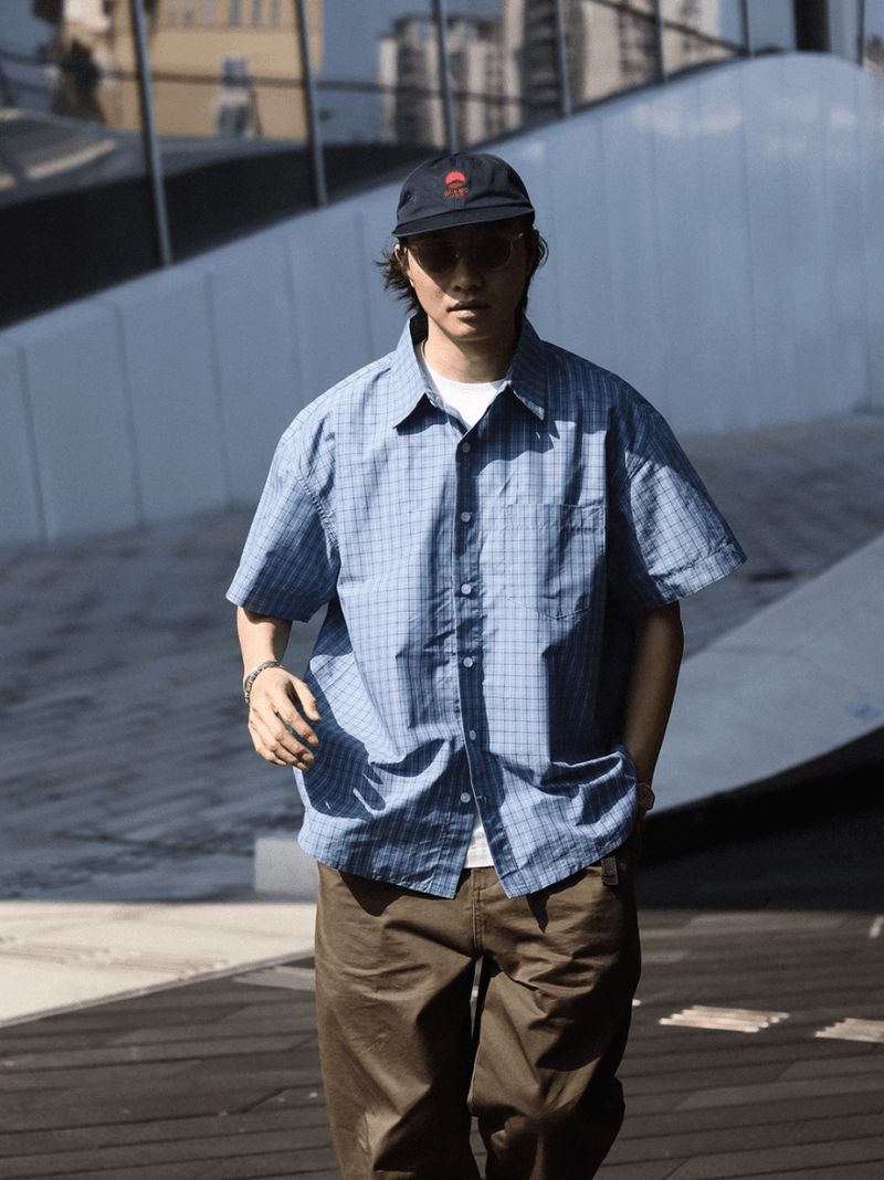 Check Shirt Cotton Loose Fit / チェックシャツ 半袖 コットン ゆったり レトロ N5319 - ファッション通販 NNine(ナイン)