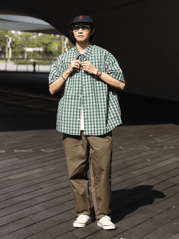 Check Shirt Cotton Loose Fit / Check Shirt Short Sleeve Cotton
