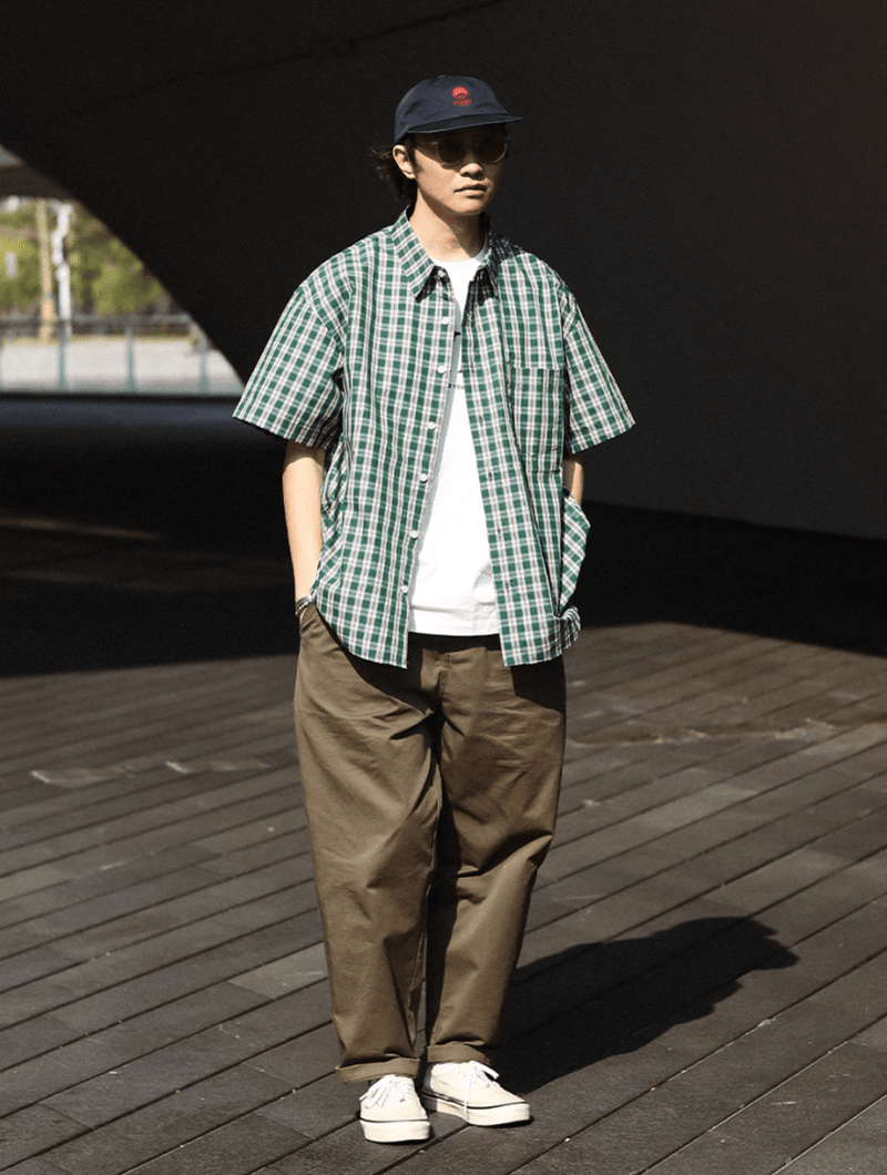 Check Shirt Cotton Loose Fit / チェックシャツ 半袖 コットン ゆったり レトロ N5319 - ファッション通販 NNine(ナイン)