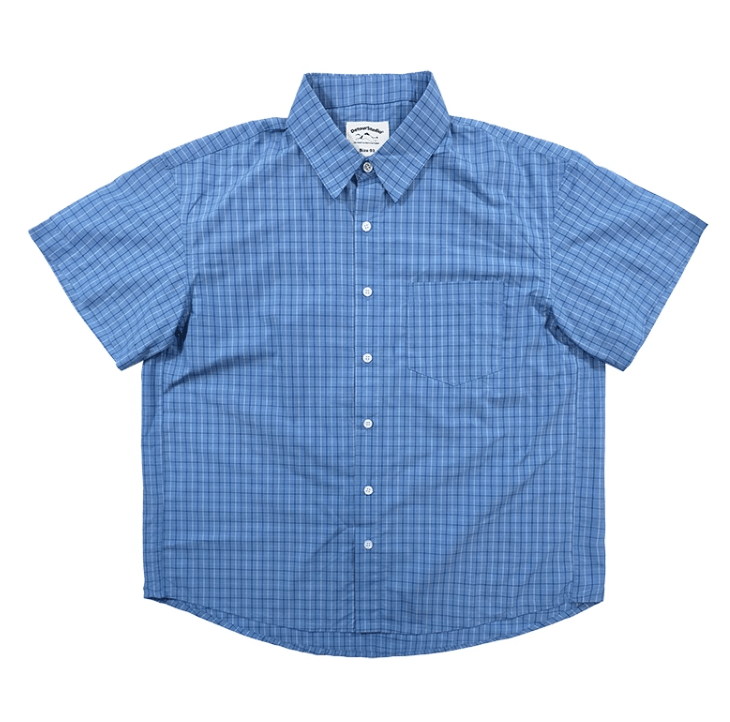 Check Shirt Cotton Loose Fit / チェックシャツ 半袖 コットン ゆったり レトロ N5319 - ファッション通販 NNine(ナイン)