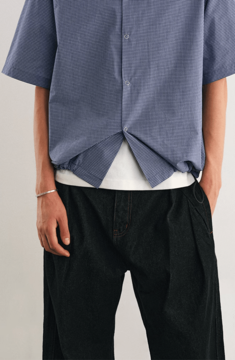Check Shirt w/ Drawcord / チェックシャツ 半袖 裾ドローコード ストリート N5235 - ファッション通販 NNine(ナイン)