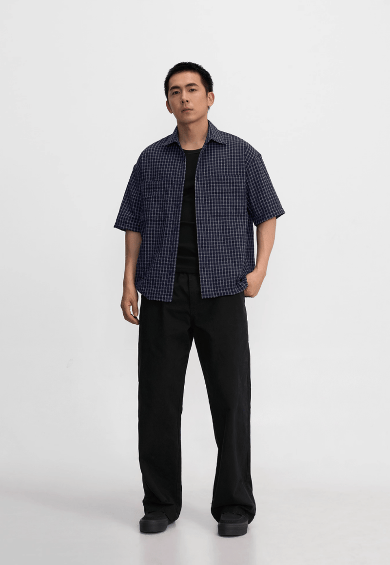 チェック半袖シャツ 混紡素材 / Check Short Sleeve Shirt N5528 - ファッション通販NNine（ナイン）