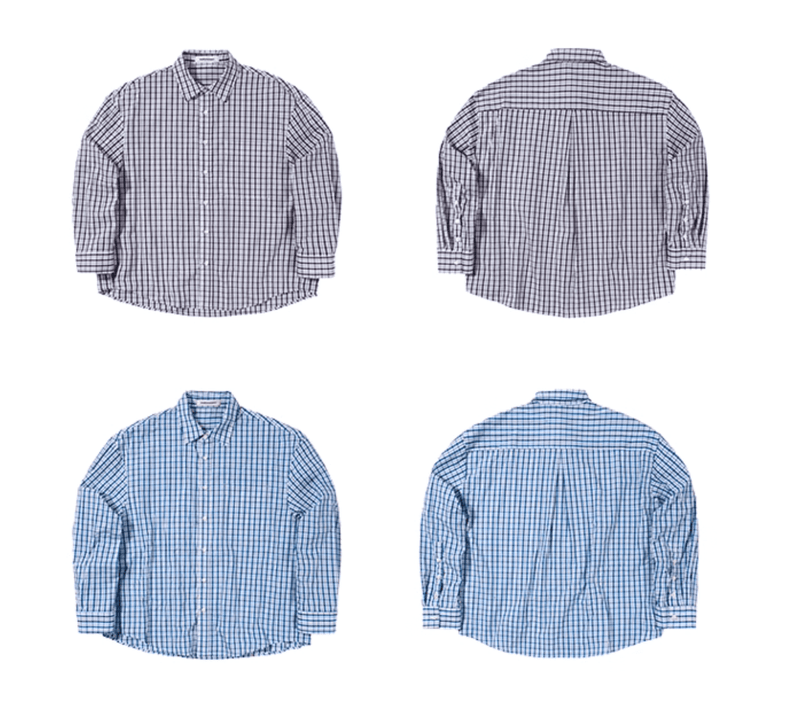 Checked long - sleeved shirt N5672 - ファッション通販NNine（ナイン）