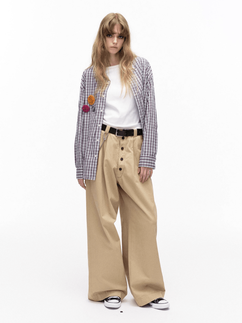 Checked long - sleeved shirt N5672 - ファッション通販NNine（ナイン）