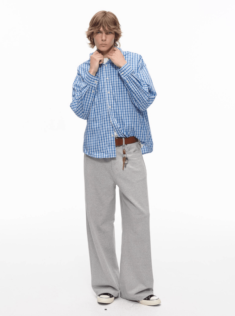 Checked long - sleeved shirt N5672 - ファッション通販NNine（ナイン）