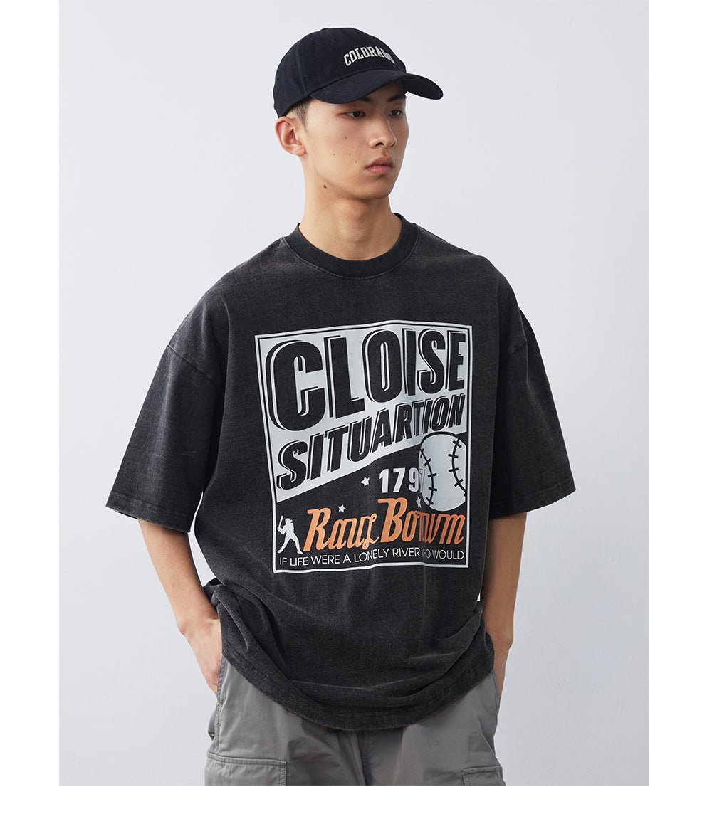 Classic Baseball Print T - Shirt N3599 - NNine