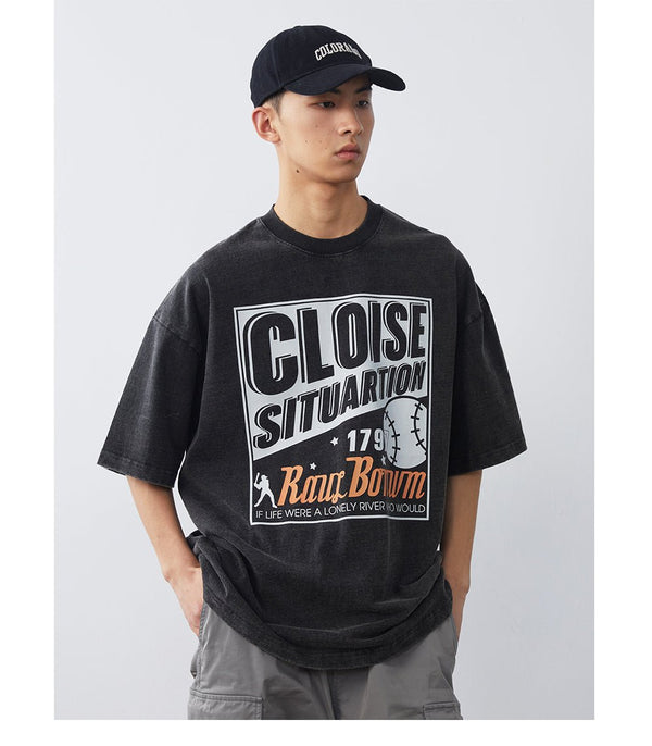 Classic Baseball Print T - Shirt N3599 - NNine