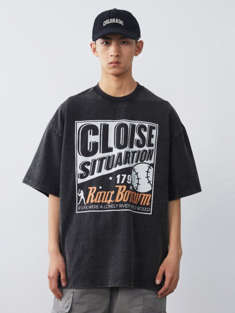 Classic Baseball Print T - Shirt N3599 - NNine