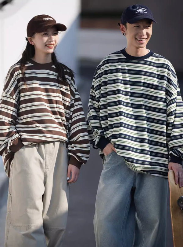 Classic retro border t-shirt / クラシックレトロボーダーロンT N4207 - NNine