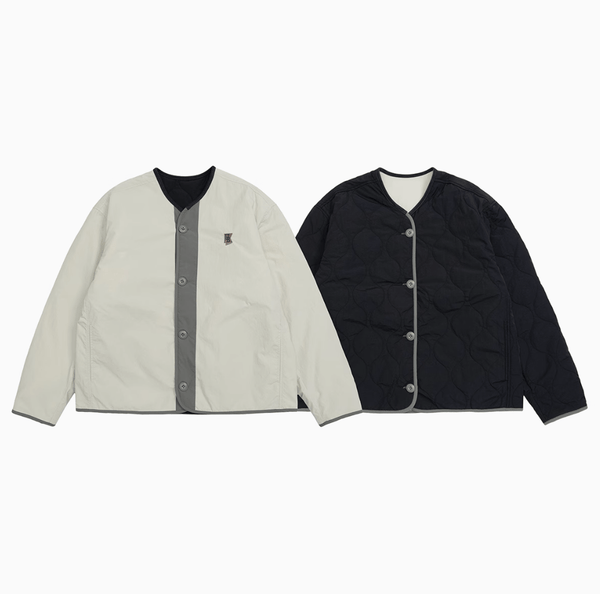 【リバーシブル】Collarless reversible quilted jacket N4846 - NNine