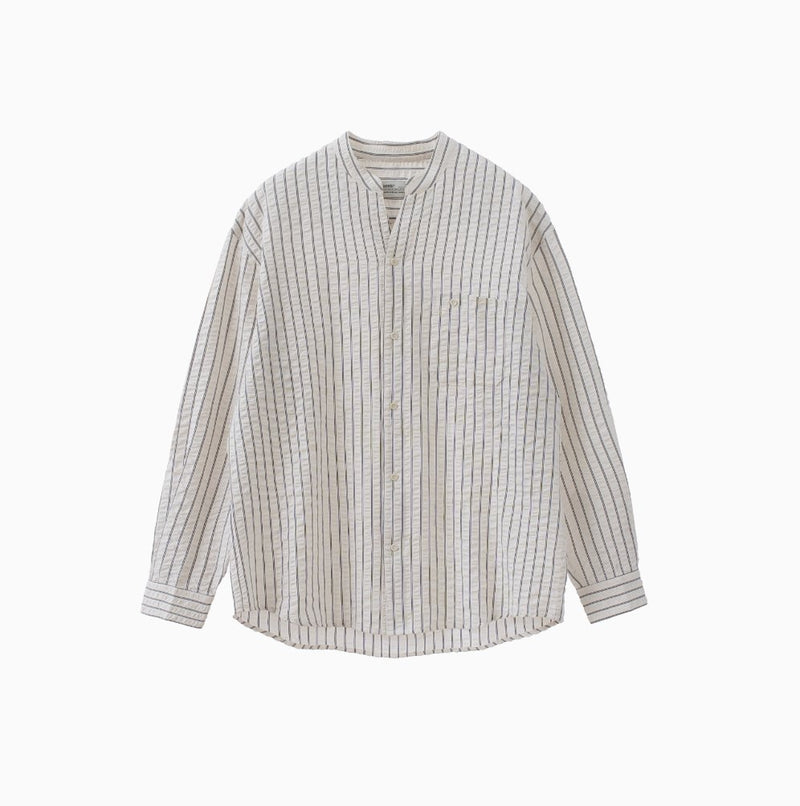 【シアーサッカー】collarless striped shirt N4341 - NNine