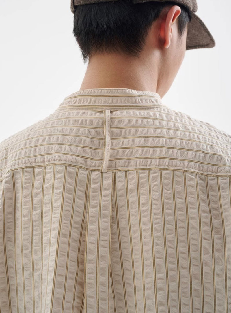 【シアーサッカー】collarless striped shirt N4341 - NNine