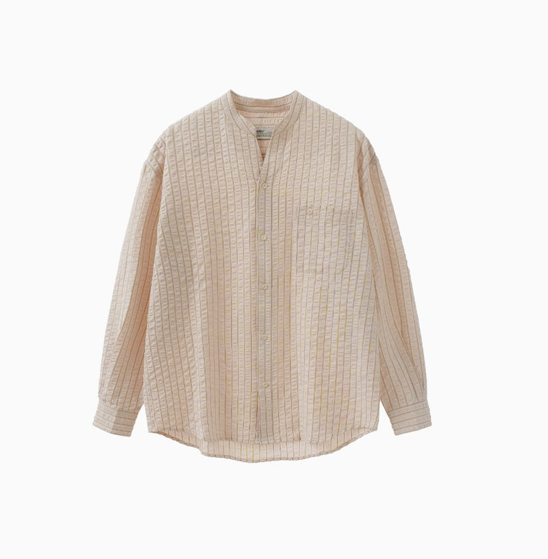 【シアーサッカー】collarless striped shirt N4341 - NNine