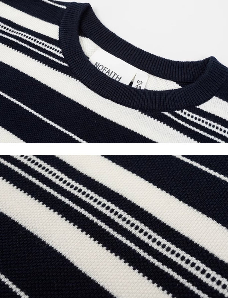 contrast color striped sweater N4215 - NNine