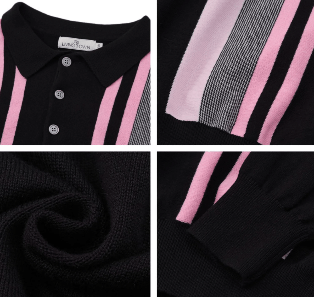 contrast pink striped polo shirt N5127 - ファッション通販 NNine(ナイン)
