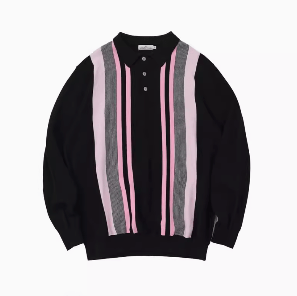 contrast pink striped polo shirt N5127 - ファッション通販 NNine(ナイン)