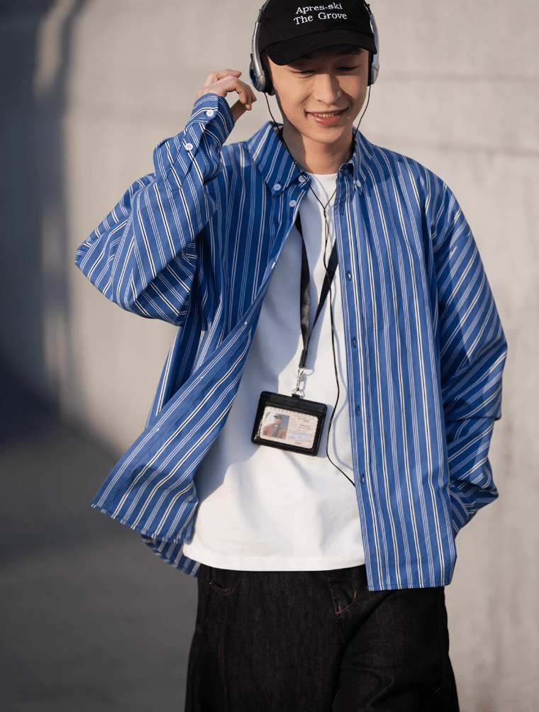 Contrast Striped Shirt / コントラスト ストライプ シャツ N5106 - ファッション通販 NNine(ナイン)