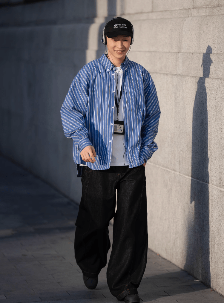 Contrast Striped Shirt / コントラスト ストライプ シャツ N5106 - ファッション通販 NNine(ナイン)
