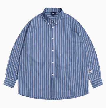 ENOF イナフ striped shirts ストライプ　シャツ 青 Contrast Striped Shirt / コントラスト ストライプ シャツ