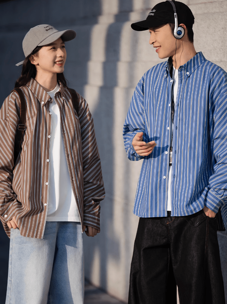 Contrast Striped Shirt / コントラスト ストライプ シャツ N5106 - ファッション通販 NNine(ナイン)