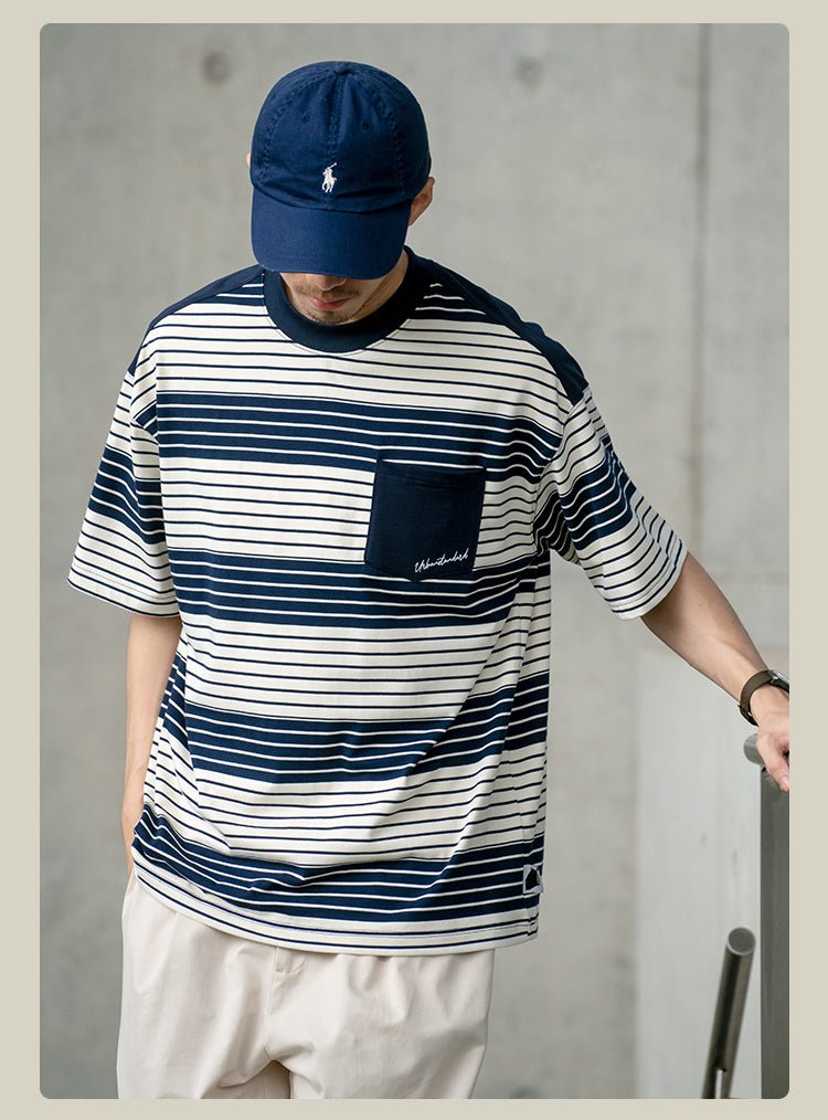 contrast striped t - shirt N3876 - NNine