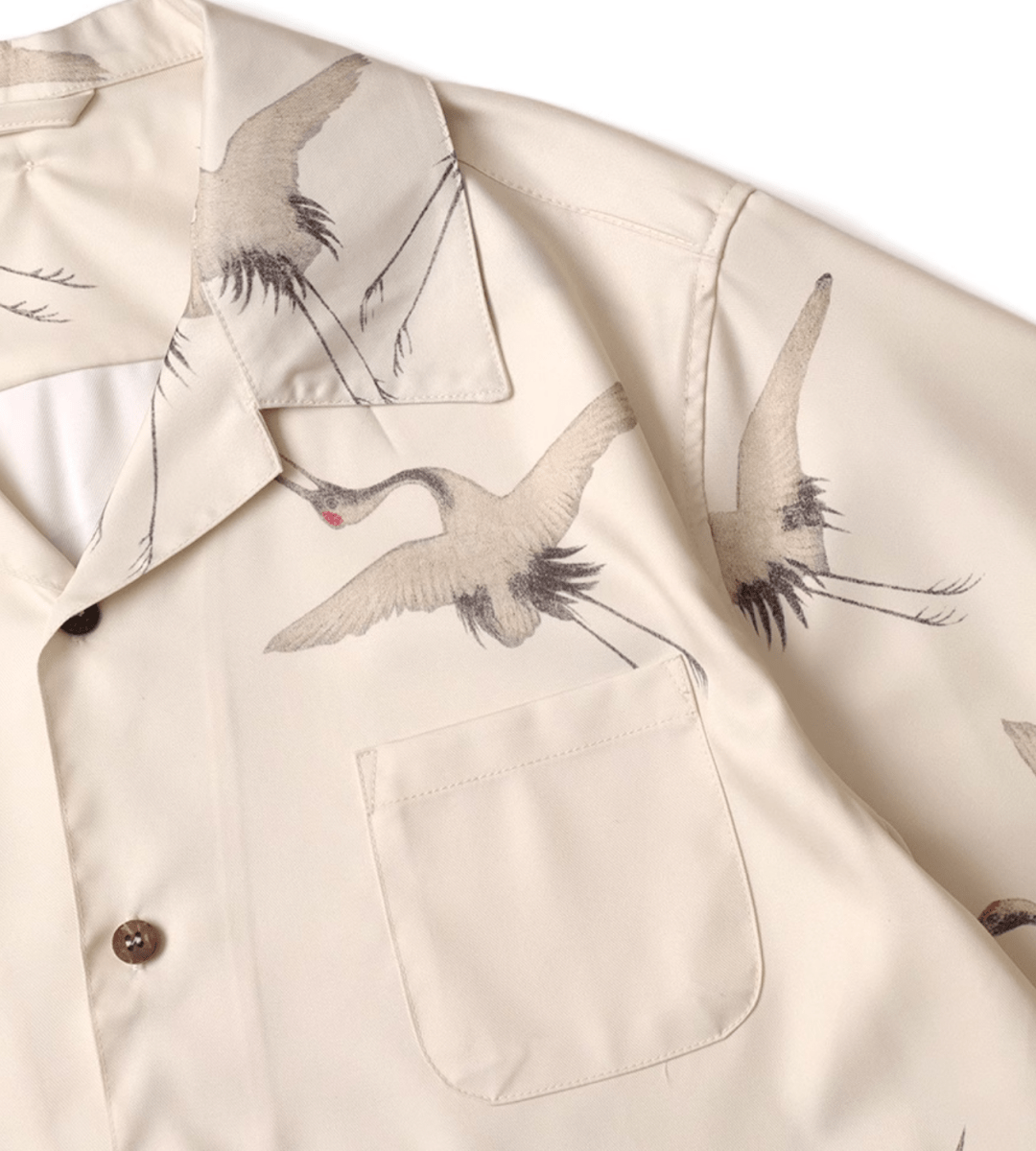 クレーンプリントオープンカラーシャツ メンズ レディース 鶴柄 開襟 / Crane Print Open Collar Shirt N5445 - メンズファッション通販 NNine(ナイン)