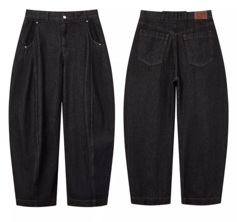 ブラックデニム カーブワイドパンツ / curved wide pants N5609 - ファッション通販NNine（ナイン）