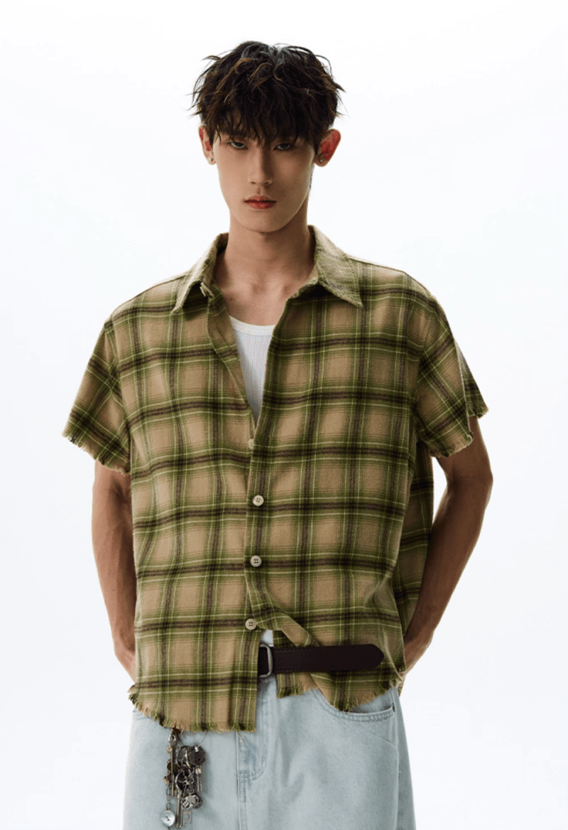 カットオフチェックシャツ コットン / Cut - off Check Shirt N5530 - ファッション通販NNine（ナイン）
