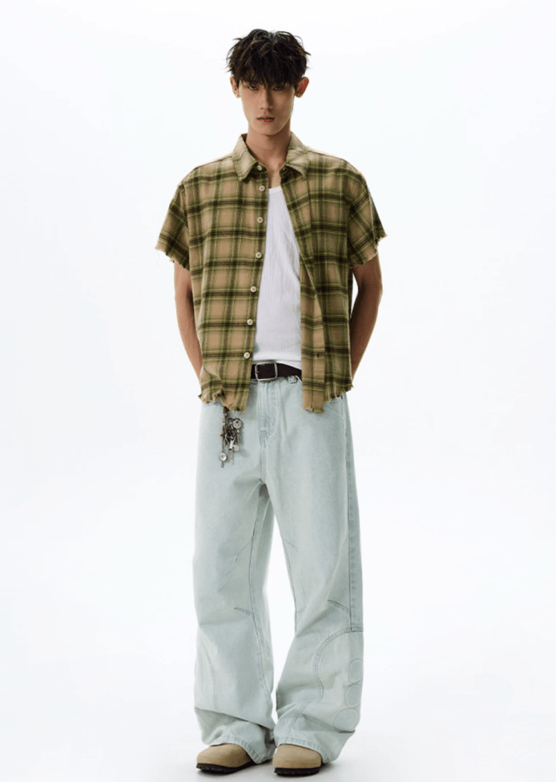 カットオフチェックシャツ コットン / Cut - off Check Shirt N5530 - ファッション通販NNine（ナイン）