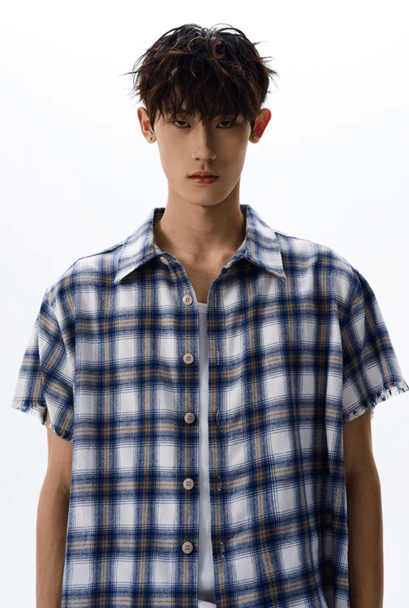 カットオフチェックシャツ コットン / Cut - off Check Shirt N5530 - ファッション通販NNine（ナイン）
