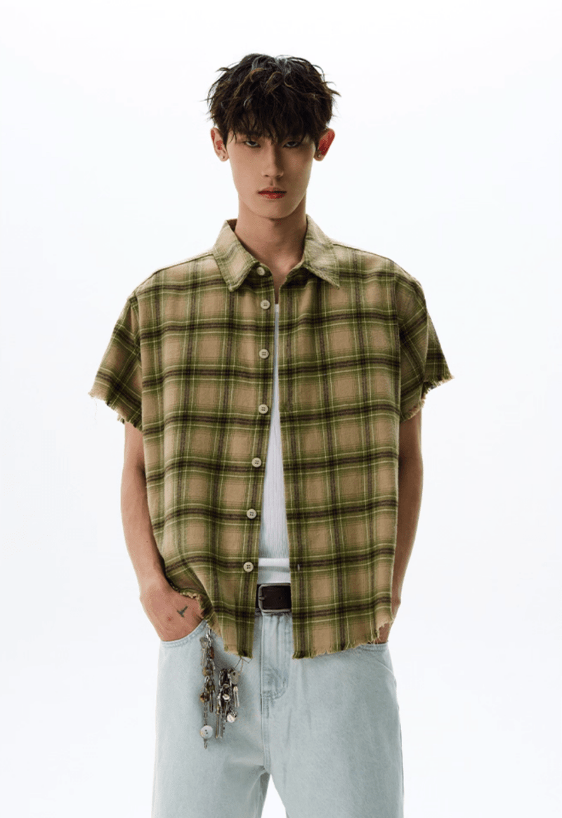 カットオフチェックシャツ コットン / Cut - off Check Shirt N5530 - ファッション通販NNine（ナイン）