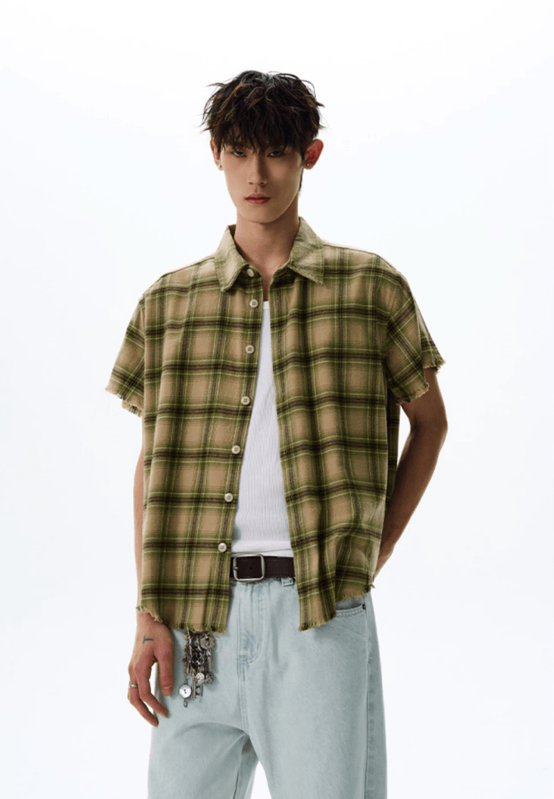 カットオフチェックシャツ コットン / Cut - off Check Shirt N5530 - ファッション通販NNine（ナイン）