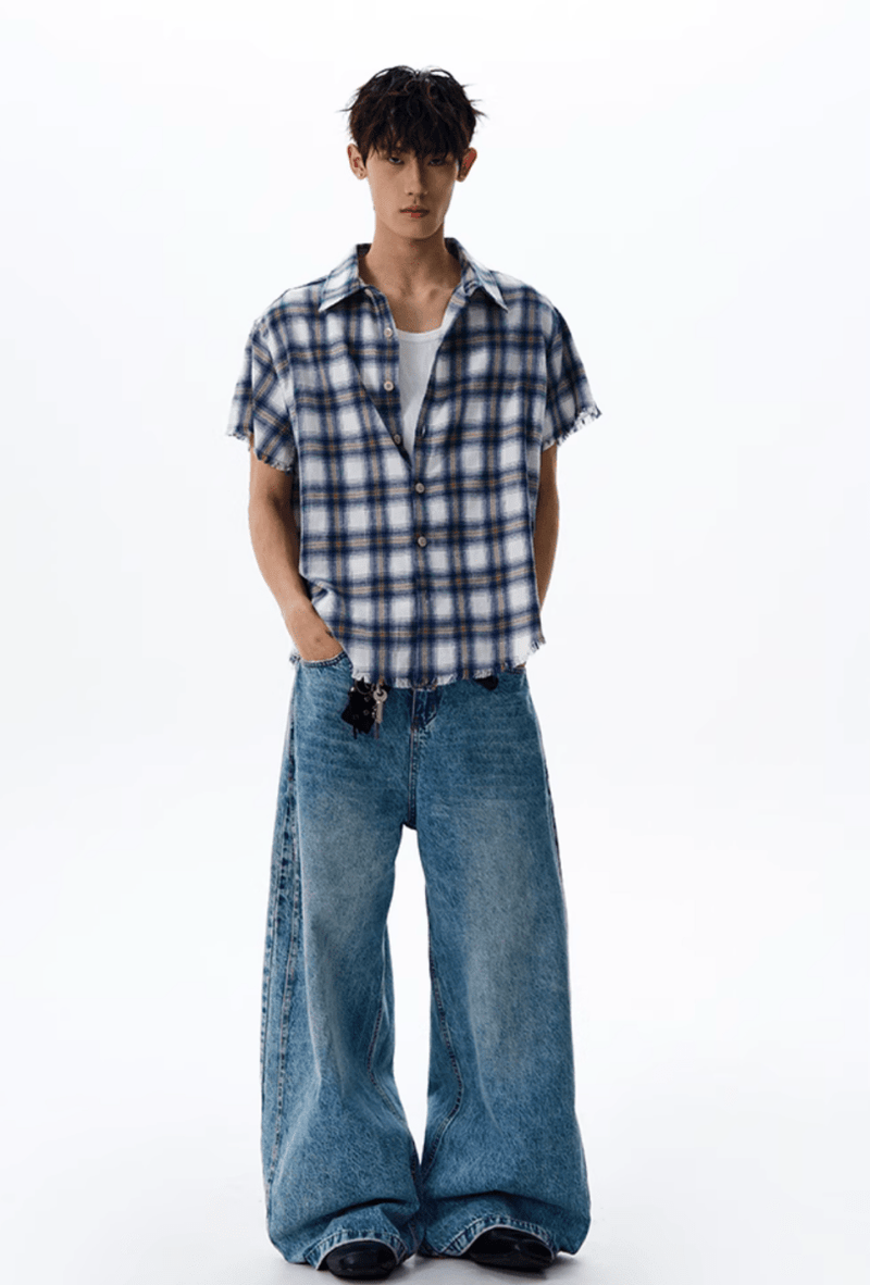 カットオフチェックシャツ コットン / Cut - off Check Shirt N5530 - ファッション通販NNine（ナイン）