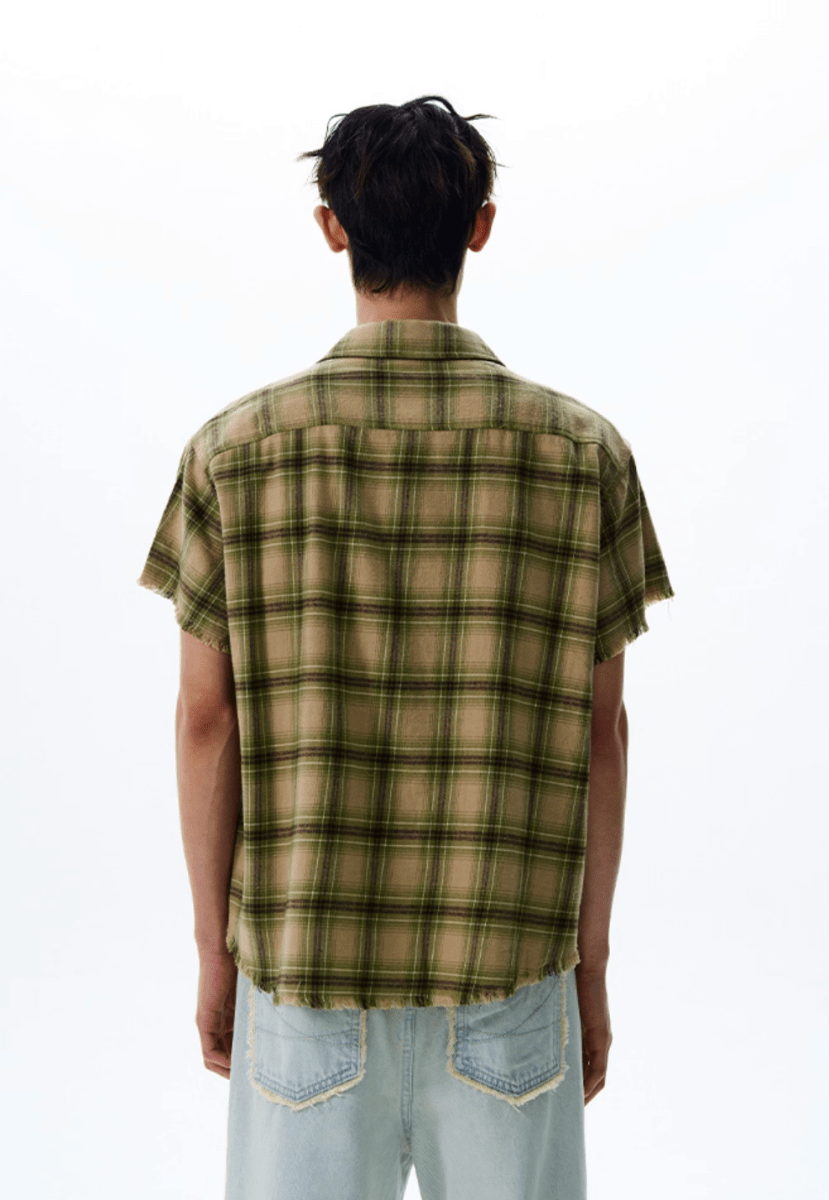 カットオフチェックシャツ コットン / Cut - off Check Shirt N5530 - ファッション通販NNine（ナイン）