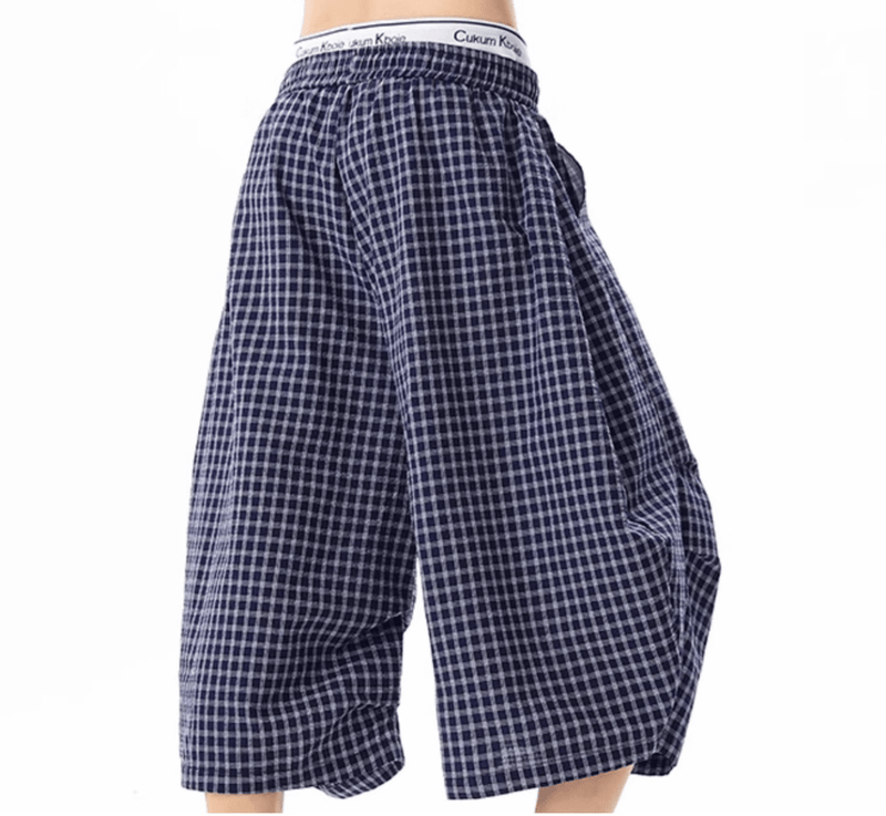 ダークブルーチェッククロップドパンツ / Dark Blue Check Cropped Pants N5523 - ファッション通販NNine（ナイン）