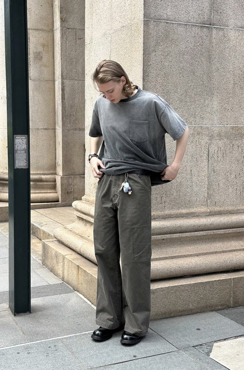 dark brown straight pants / ソリッドカラーワークパンツ N3880 - NNine