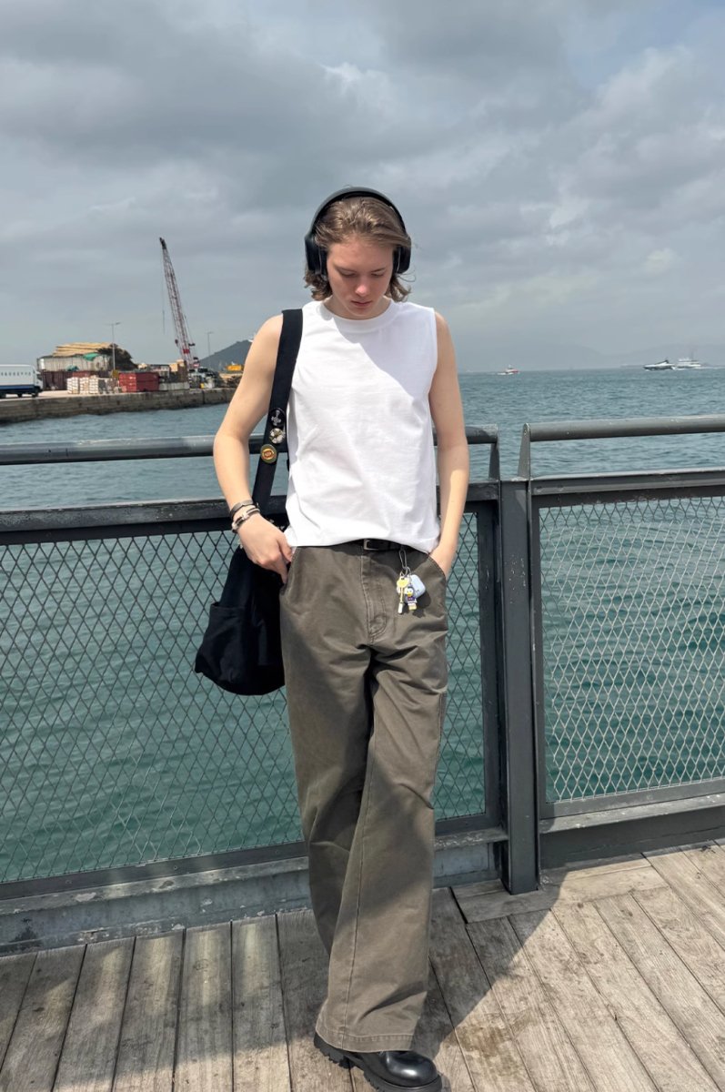 dark brown straight pants / ソリッドカラーワークパンツ N3880 - NNine