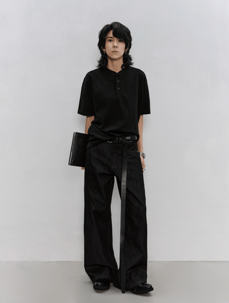 コントラストステッチ リジッド ワイドデニムパンツ / denim pants N5603 - ファッション通販NNine（ナイン）