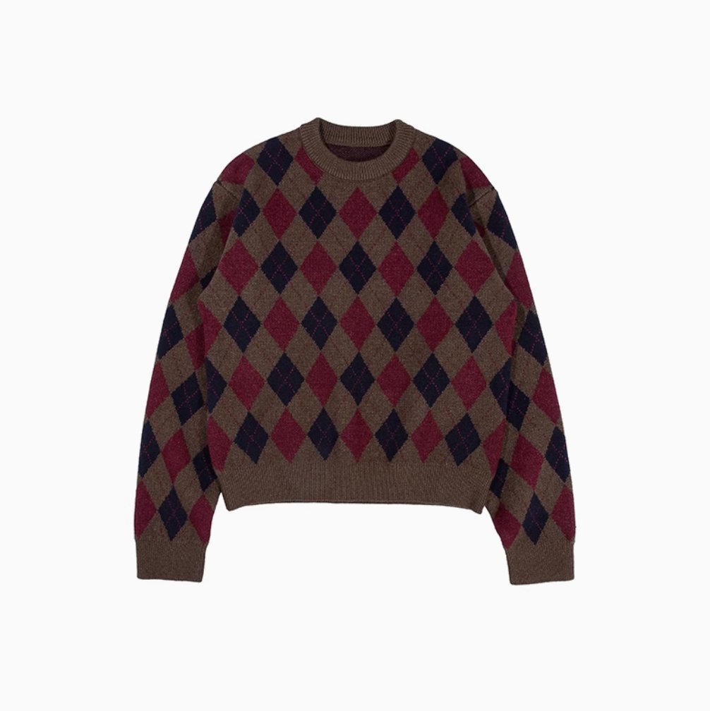 diamond check sweater / 短丈アーガイルチェックセーター N4595 - NNine
