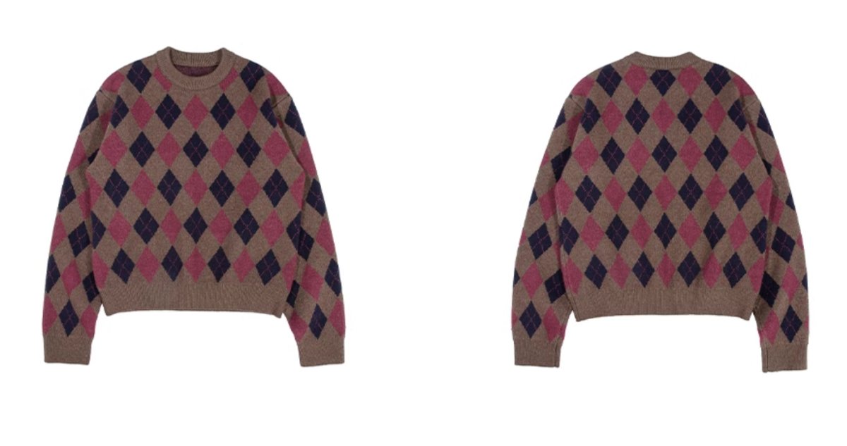 diamond check sweater / 短丈アーガイルチェックセーター N4595 - NNine