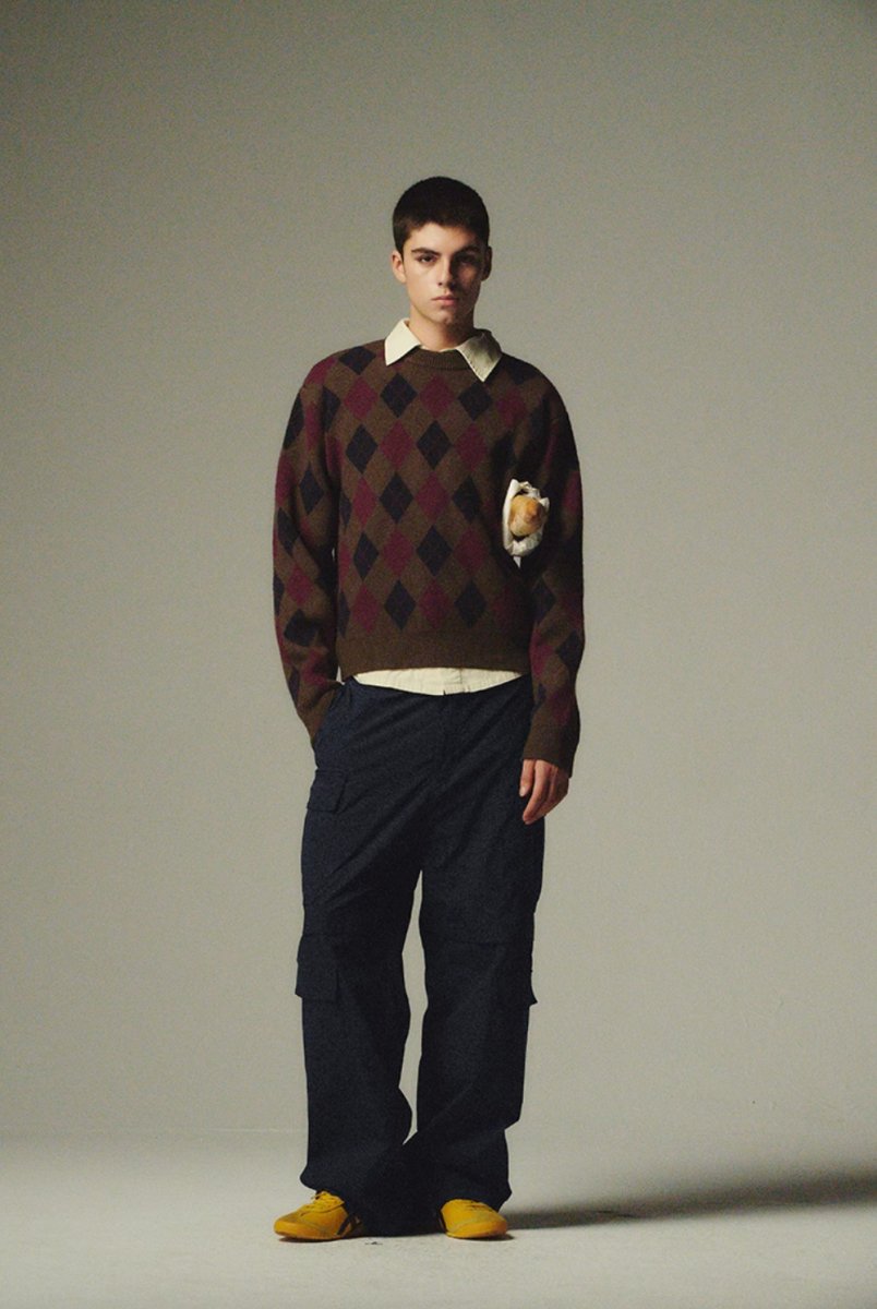 diamond check sweater / 短丈アーガイルチェックセーター N4595 - NNine